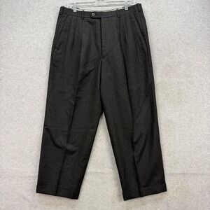 Gianfranco Ruffini Dress Pants Mens 34x26 Gray 100% Wool Pleated Cuffed Trousers